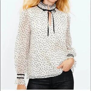 LOFT Black and White Ruffle Blouse